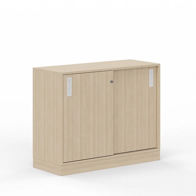 compromis boeket uitvoeren Lage houten archiefkast met schuifdeuren | Officetopper.com