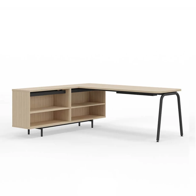 Lift Beg Kansen Hoekbureau Round met open kasten - Officetopper.com
