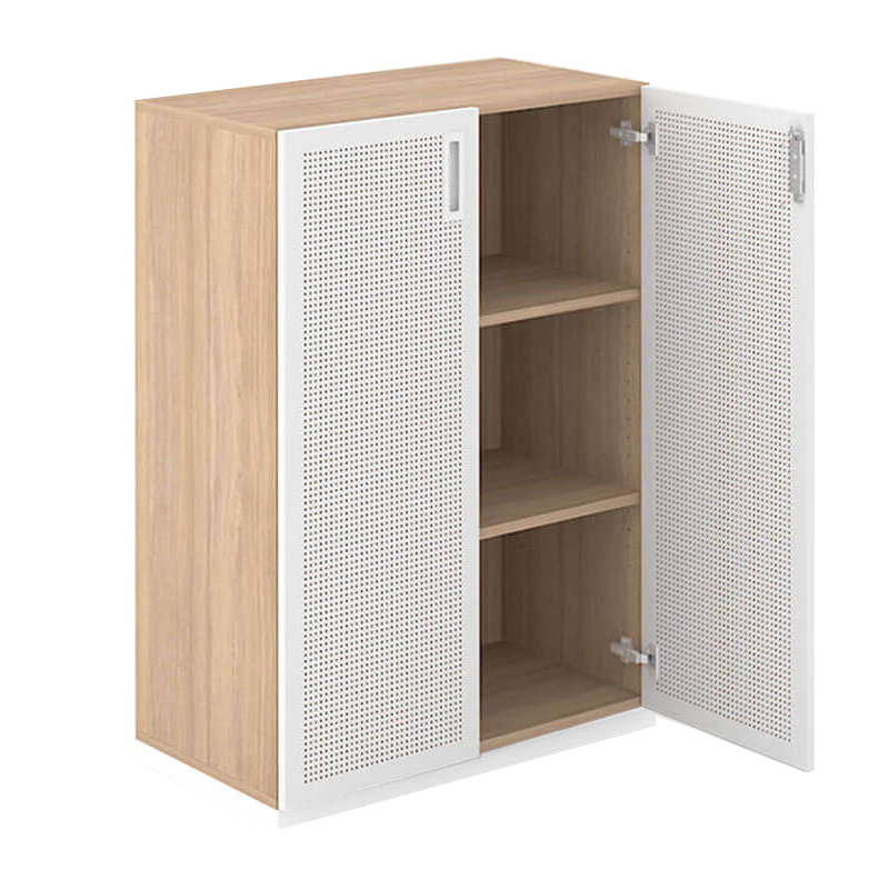 Houten lage archiefkast met akoestische deuren