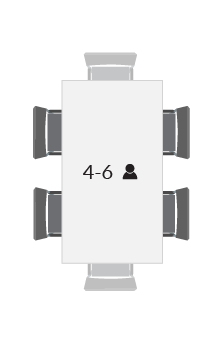 vergadertafel voor 4 tot 6 personen