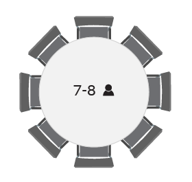ronde vergadertafel voor 7 tot 8 personen