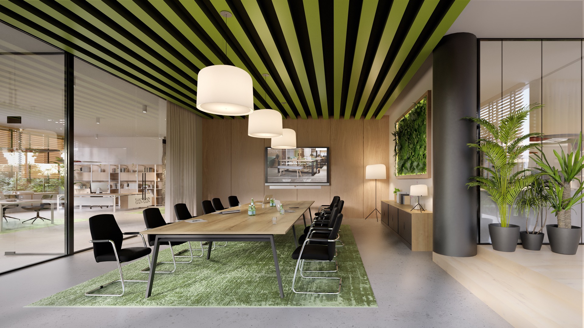 Diverse bureaus in de werkruimtes