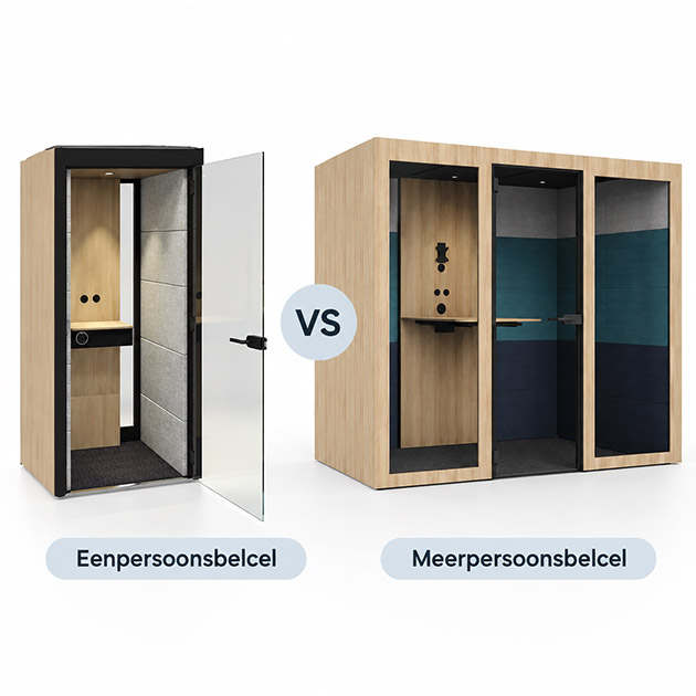 Vergelijking tussen een eenpersoonsbelcel en een meerpersoonsbelcel voor kantoor